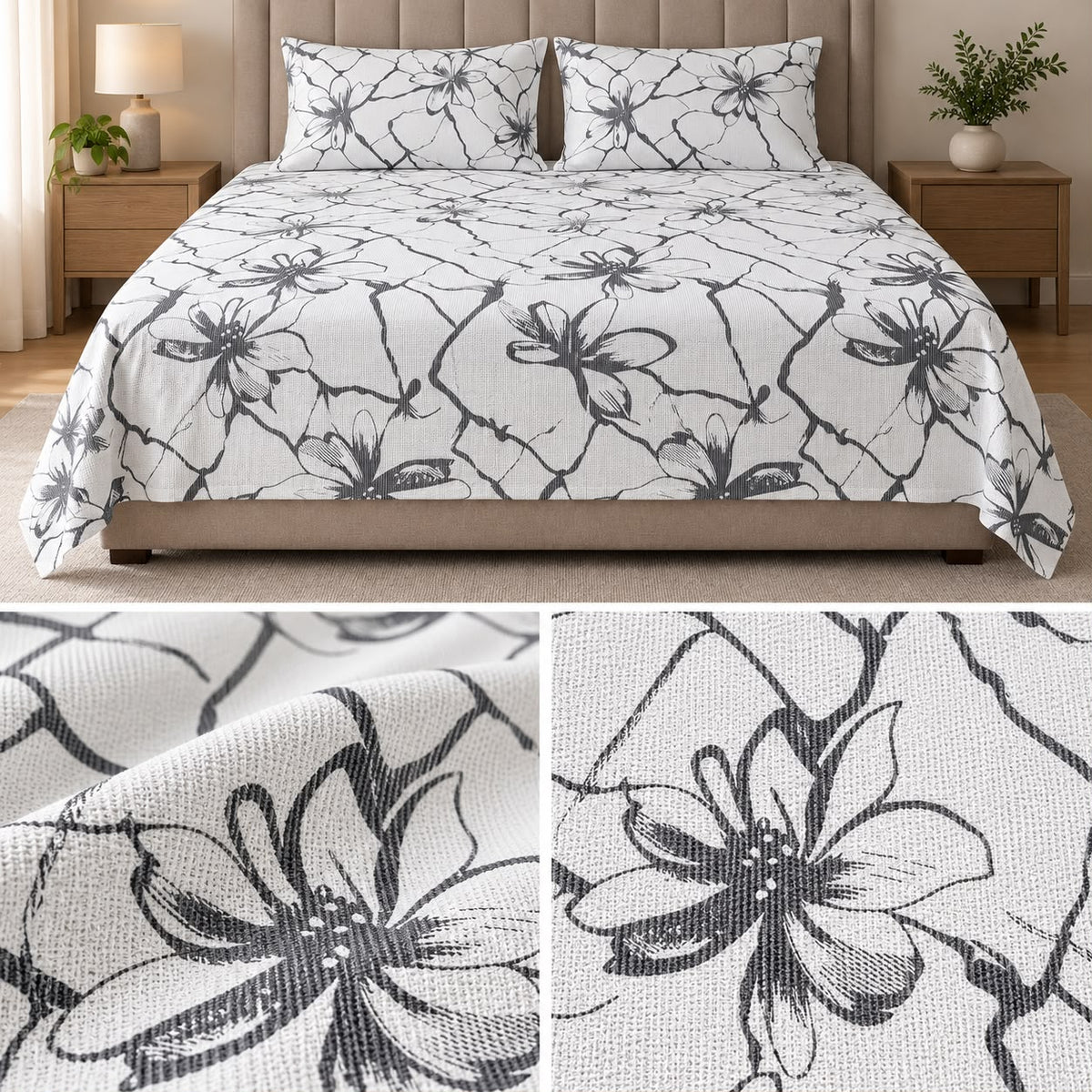 Signature Elegance Luxury Designer Printed Bedsheet Set – Super Jumbo King Size 122 x 122 Inch