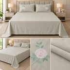 Soft Thick Cotton King Size Bedsheet with Embroidered Pillow Covers