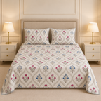 HANDBLOCK PERCALE COTTON QUILTED BEDCOVERS Product Code :- 55B318RKEH