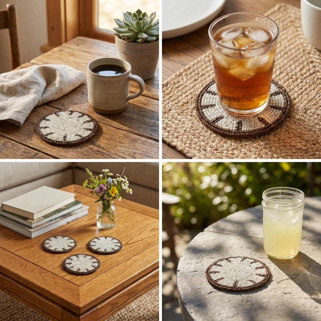 Handcrafted Beaded Coaster Set of 4 piece