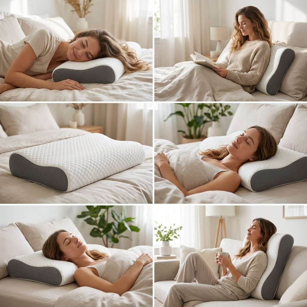 Premium Contour Memory Foam Pillow – Ergonomic Neck Support