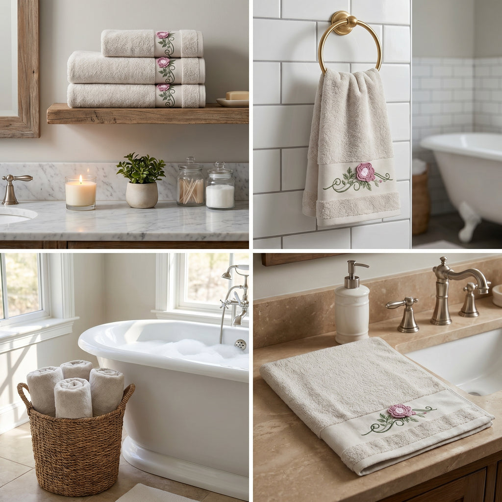 Elegant Embroidered Hand Towel – 35 × 75 cm