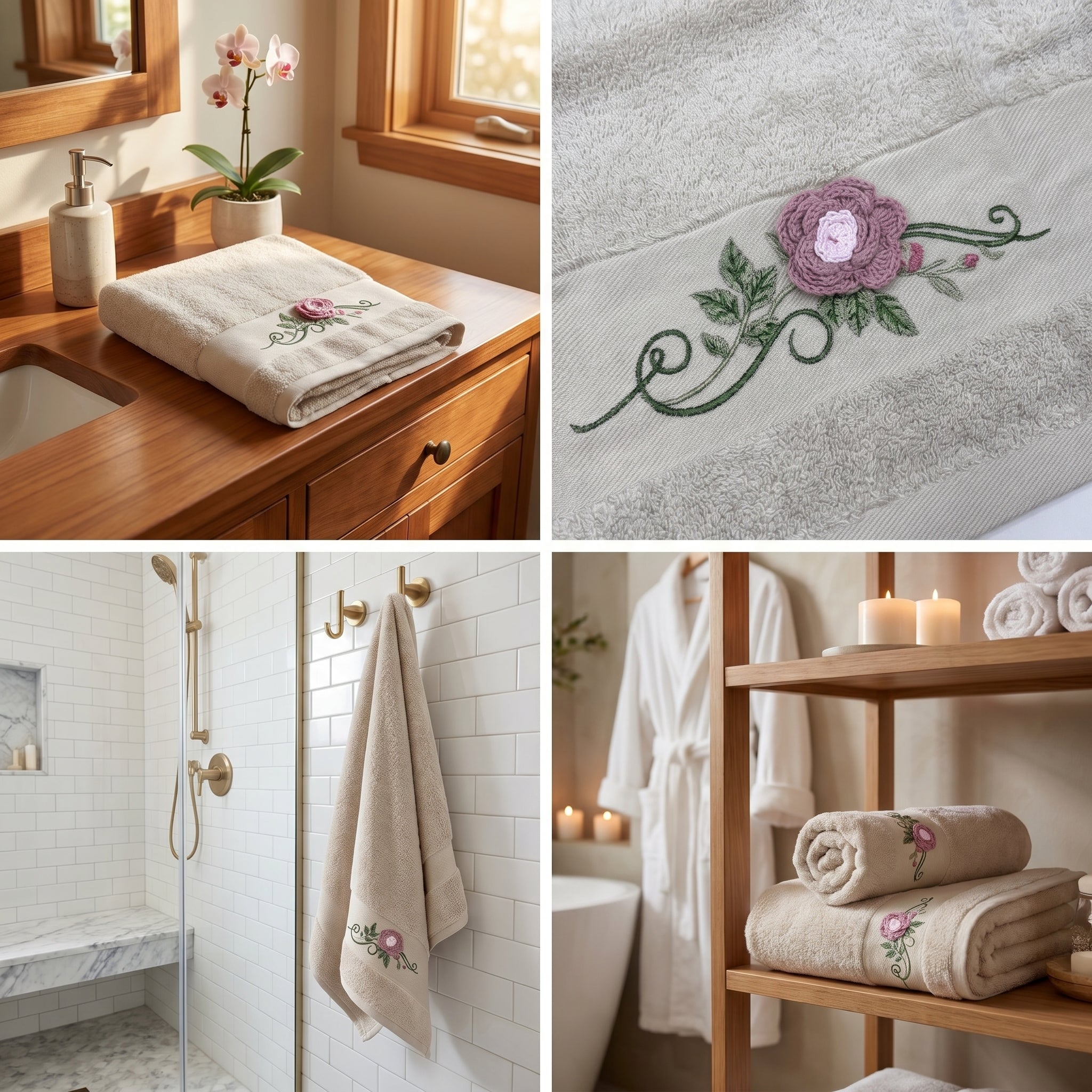 Elegant Embroidered Hand Towel – 35 × 75 cm