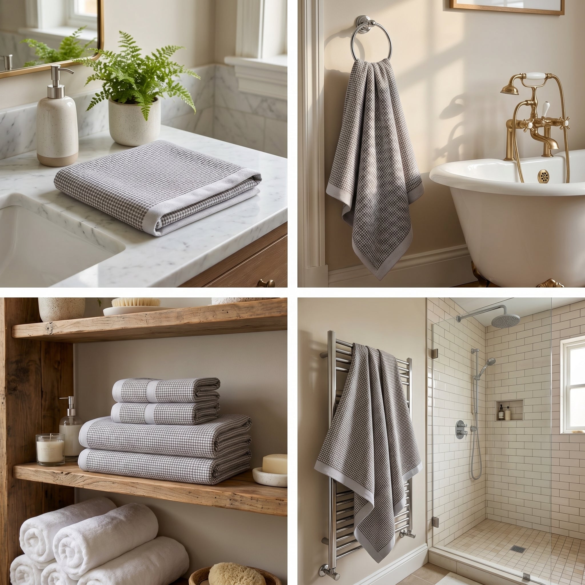 English Checkmate Cotton Bath Towels – 55 x 28 Inches