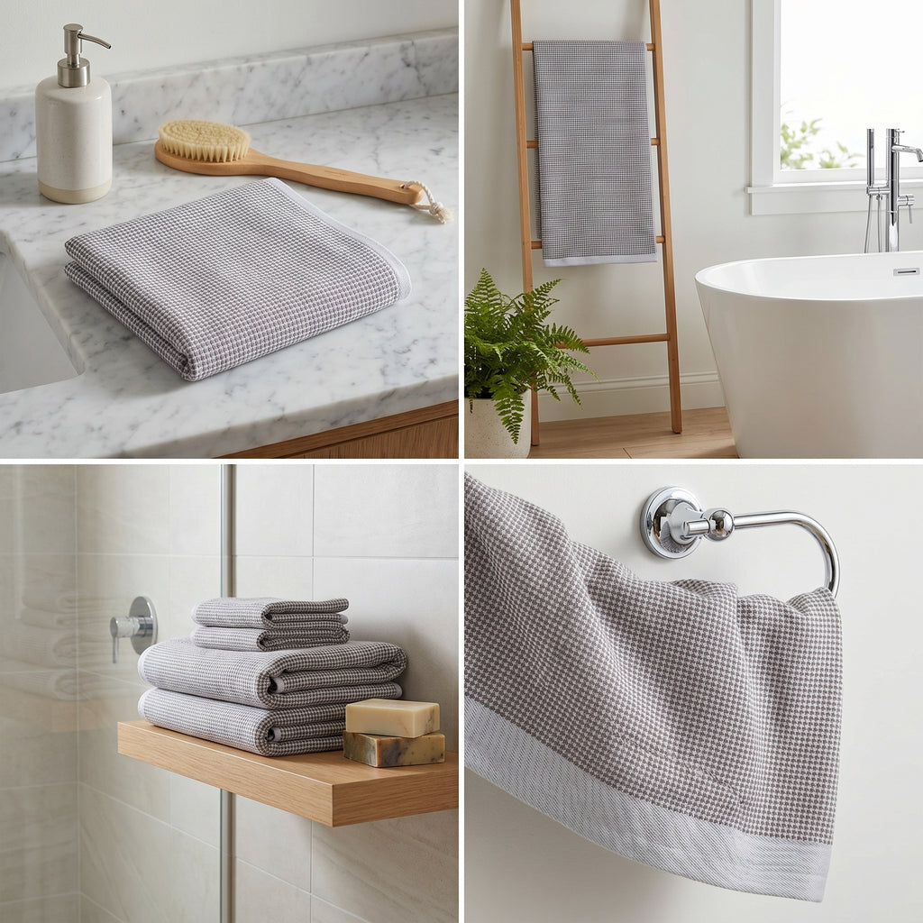 English Checkmate Cotton Bath Towels – 55 x 28 Inches