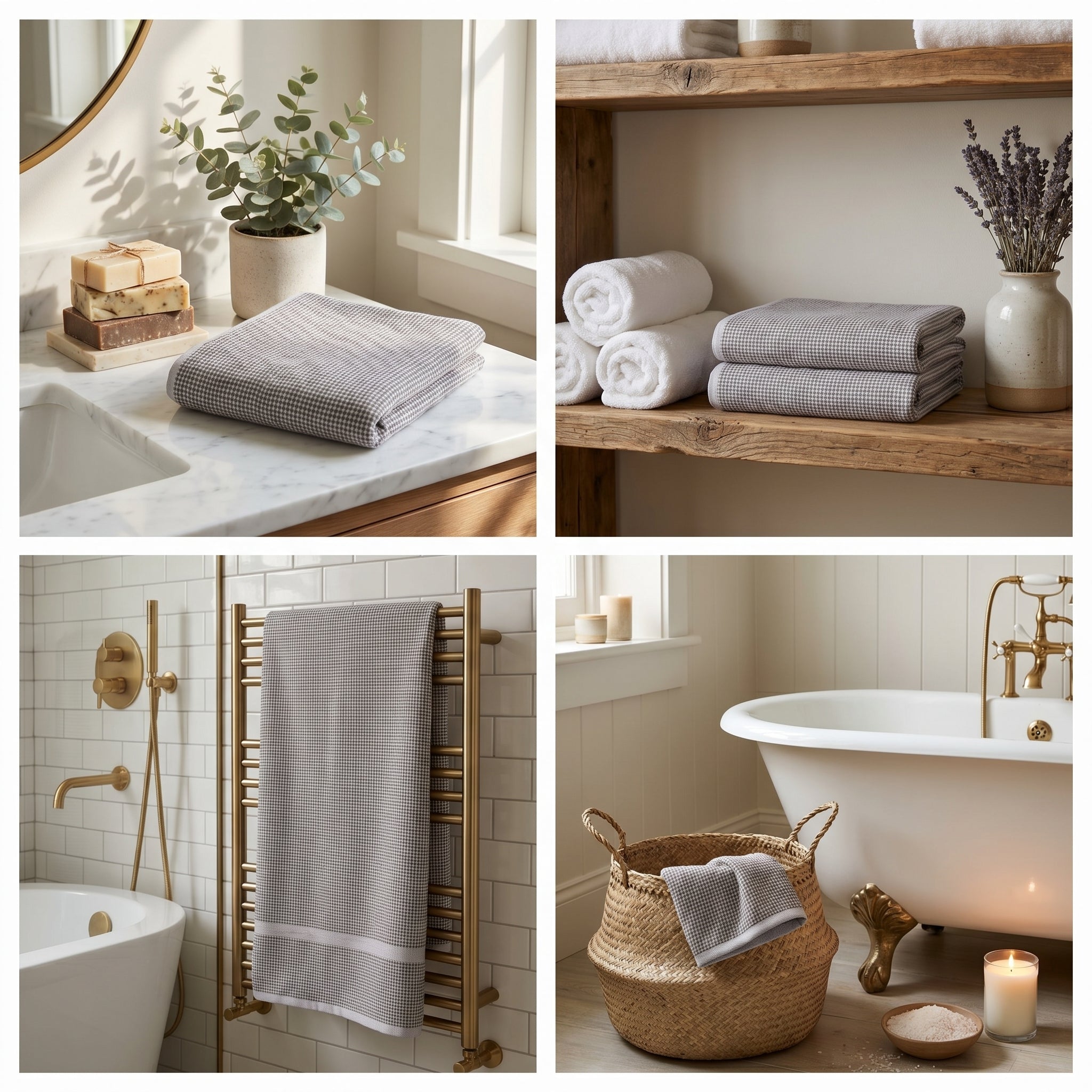 English Checkmate Cotton Bath Towels – 55 x 28 Inches
