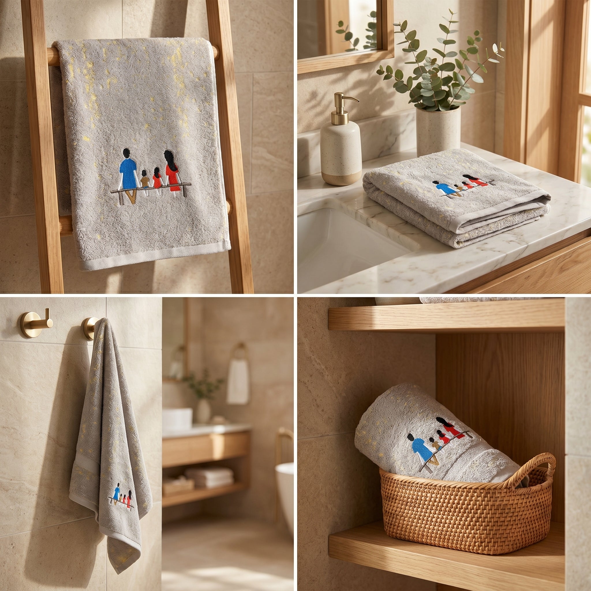 Family Cotton Bath Towels – 55 x 28 Inches