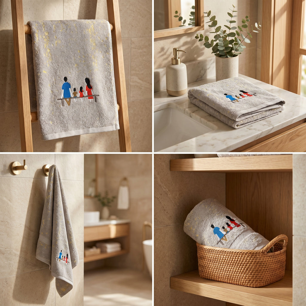 Family Cotton Bath Towels – 55 x 28 Inches