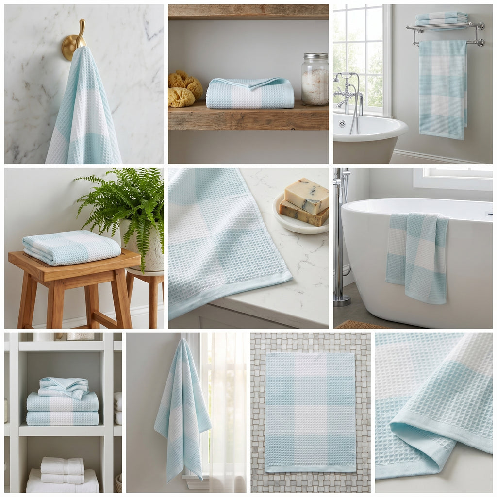 Waffle Cotton Bath Towels – 55 x 28 Inches