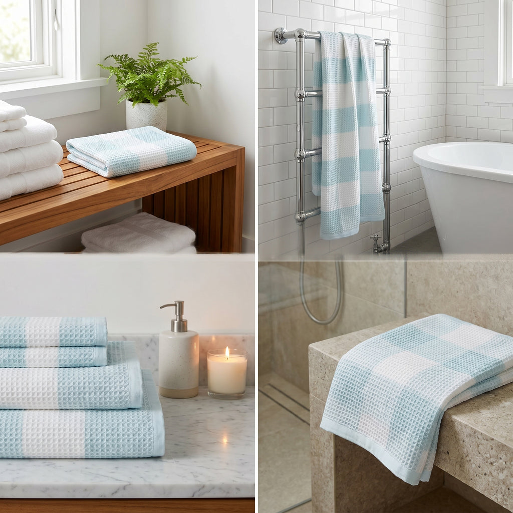 Waffle Cotton Bath Towels – 55 x 28 Inches