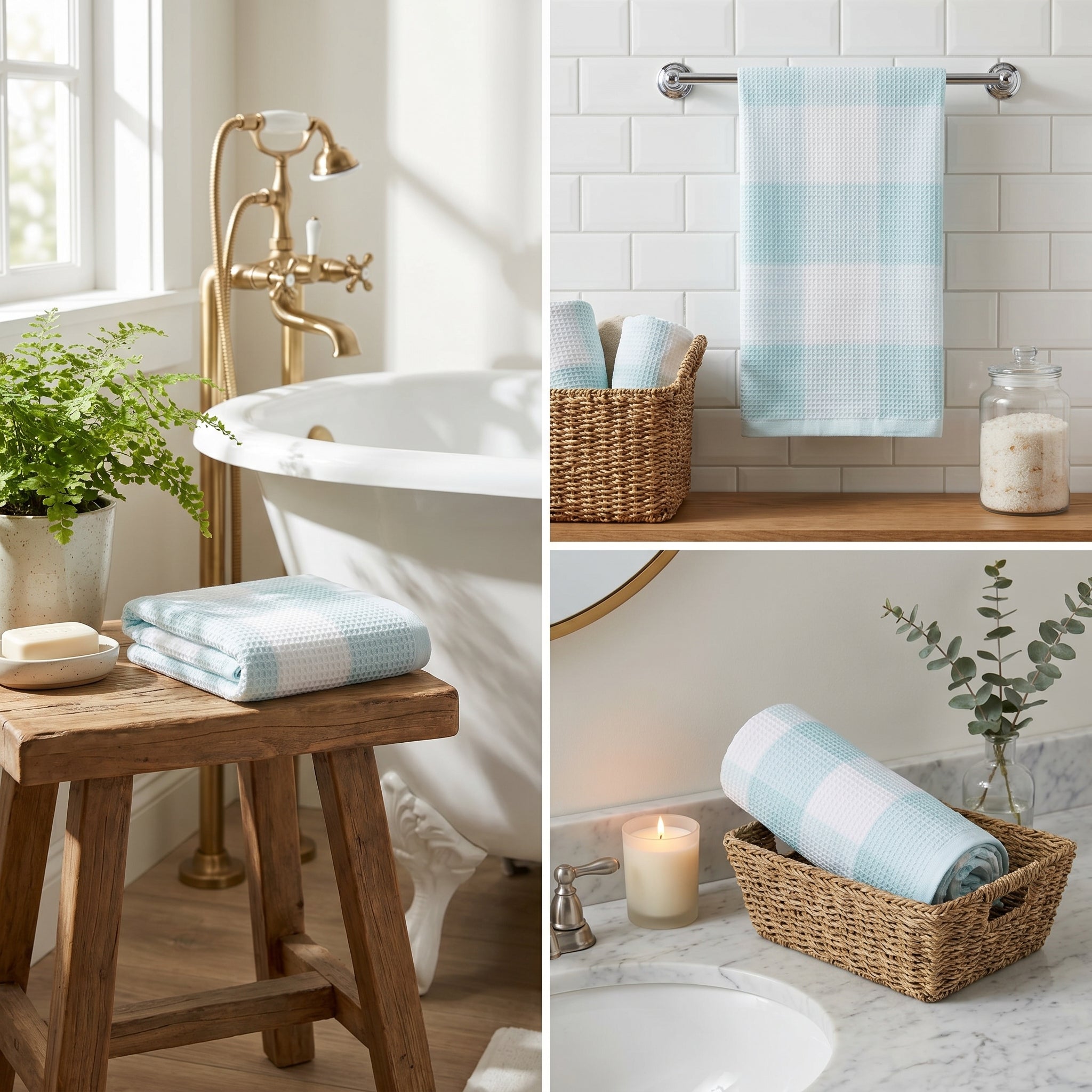 Waffle Cotton Bath Towels – 55 x 28 Inches