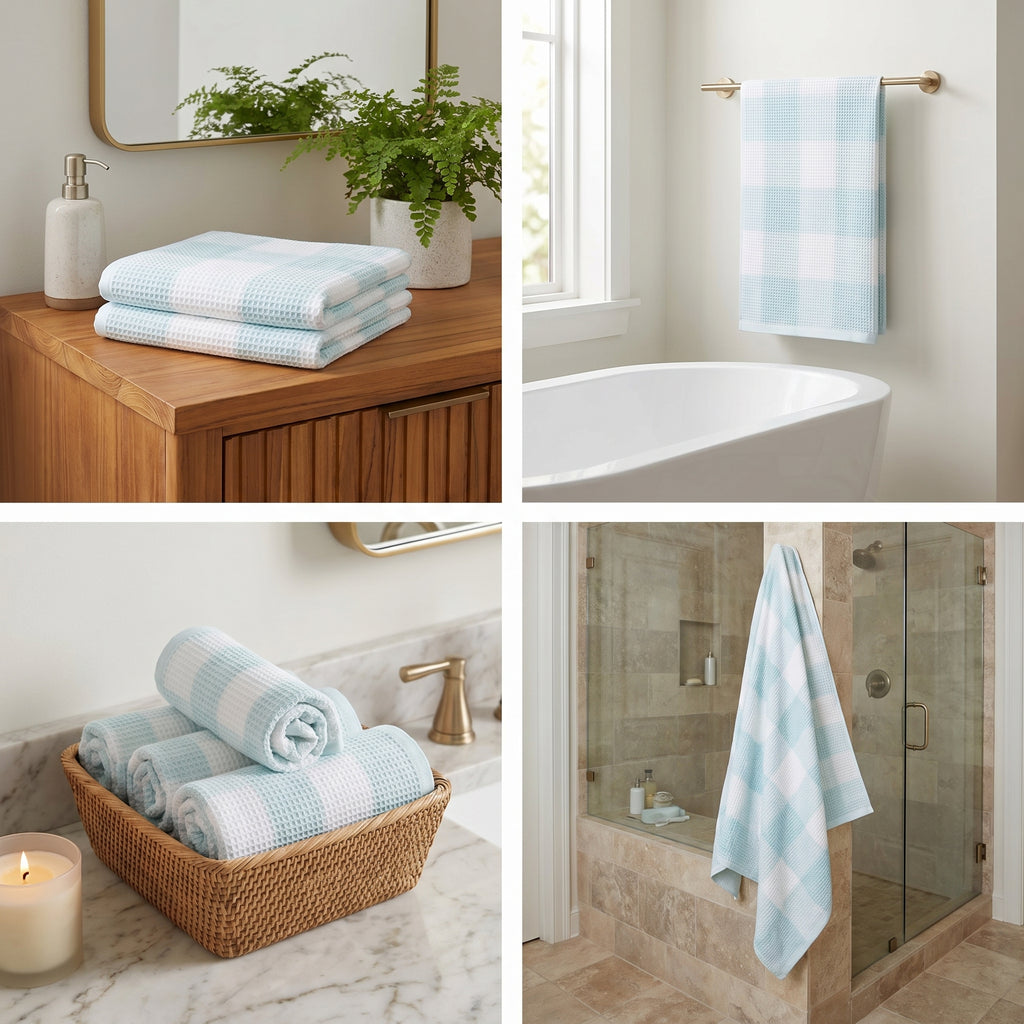 Waffle Cotton Bath Towels – 55 x 28 Inches
