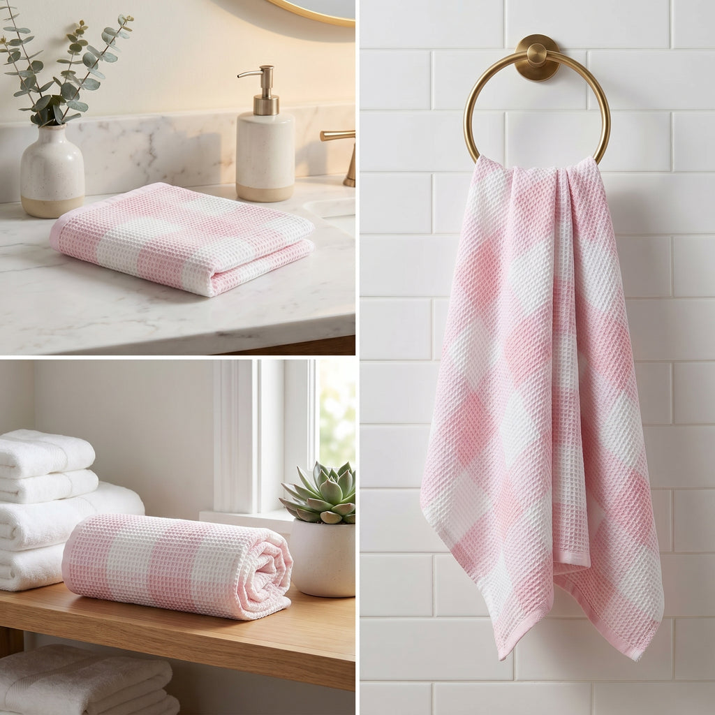 Waffle Cotton Bath Towels – 55 x 28 Inches