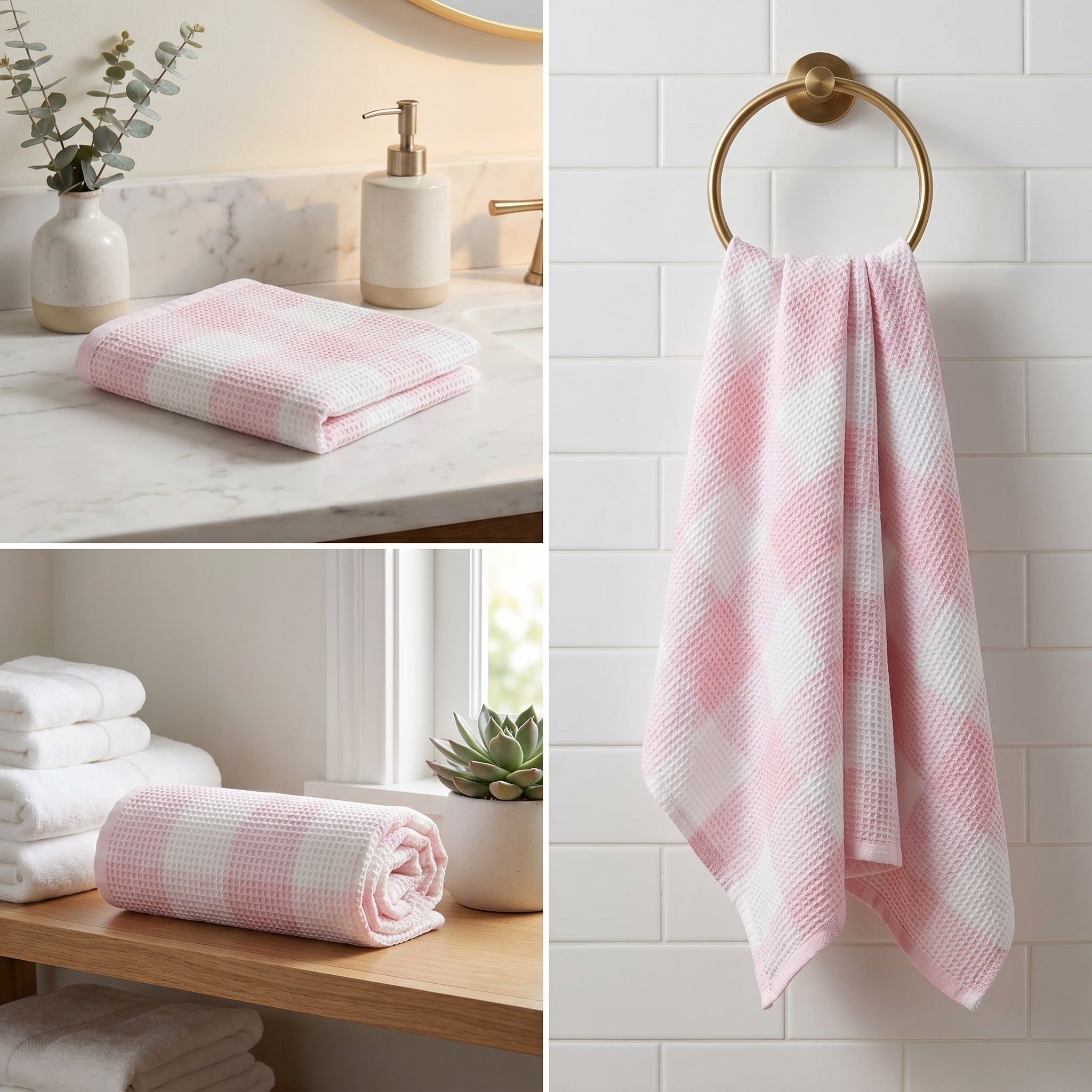 Waffle Cotton Bath Towels – 55 x 28 Inches