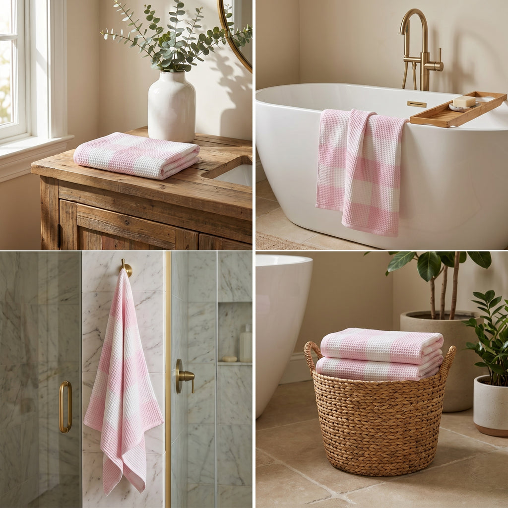 Waffle Cotton Bath Towels – 55 x 28 Inches