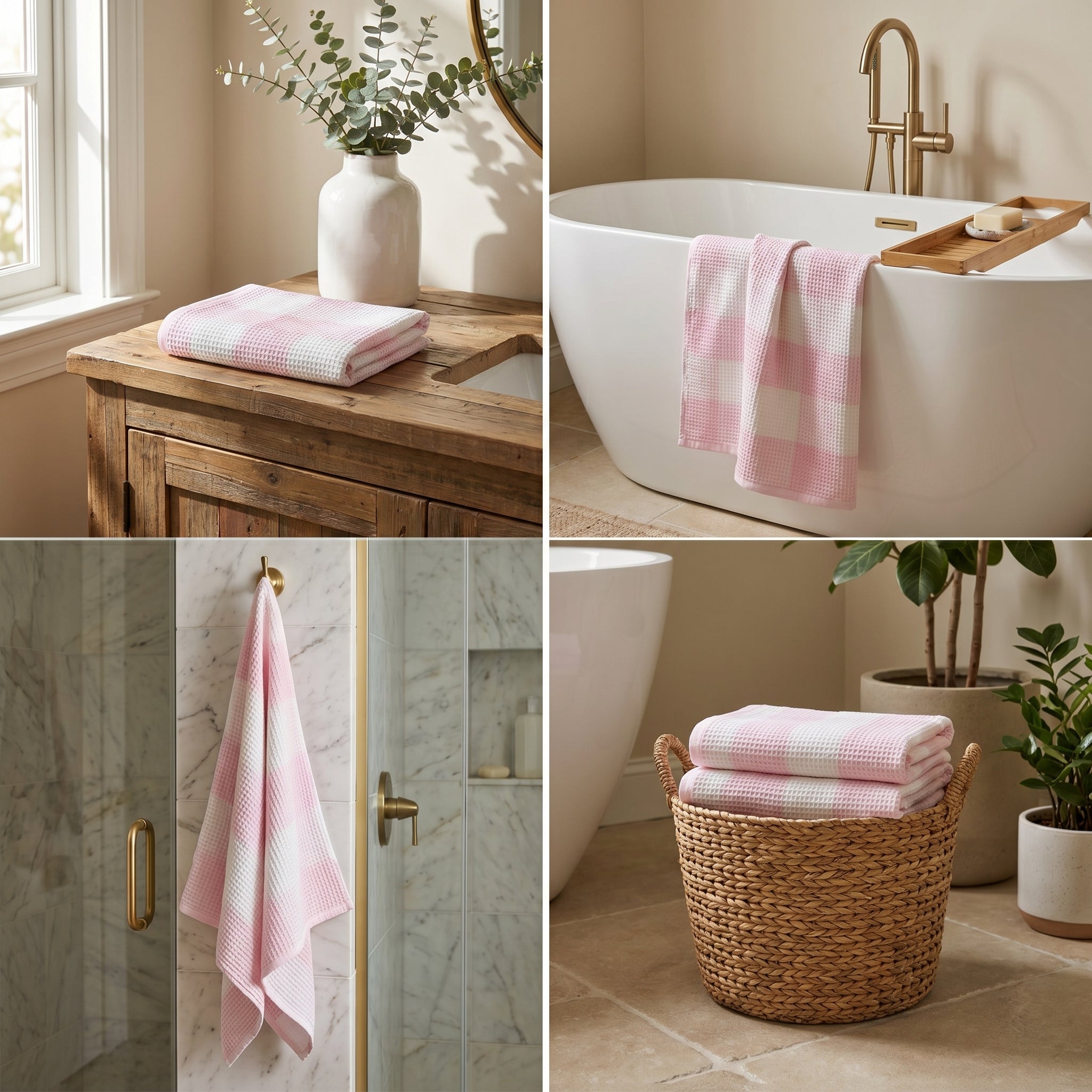 Waffle Cotton Bath Towels – 55 x 28 Inches