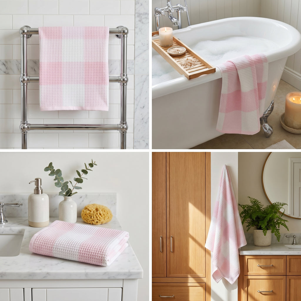 Waffle Cotton Bath Towels – 55 x 28 Inches