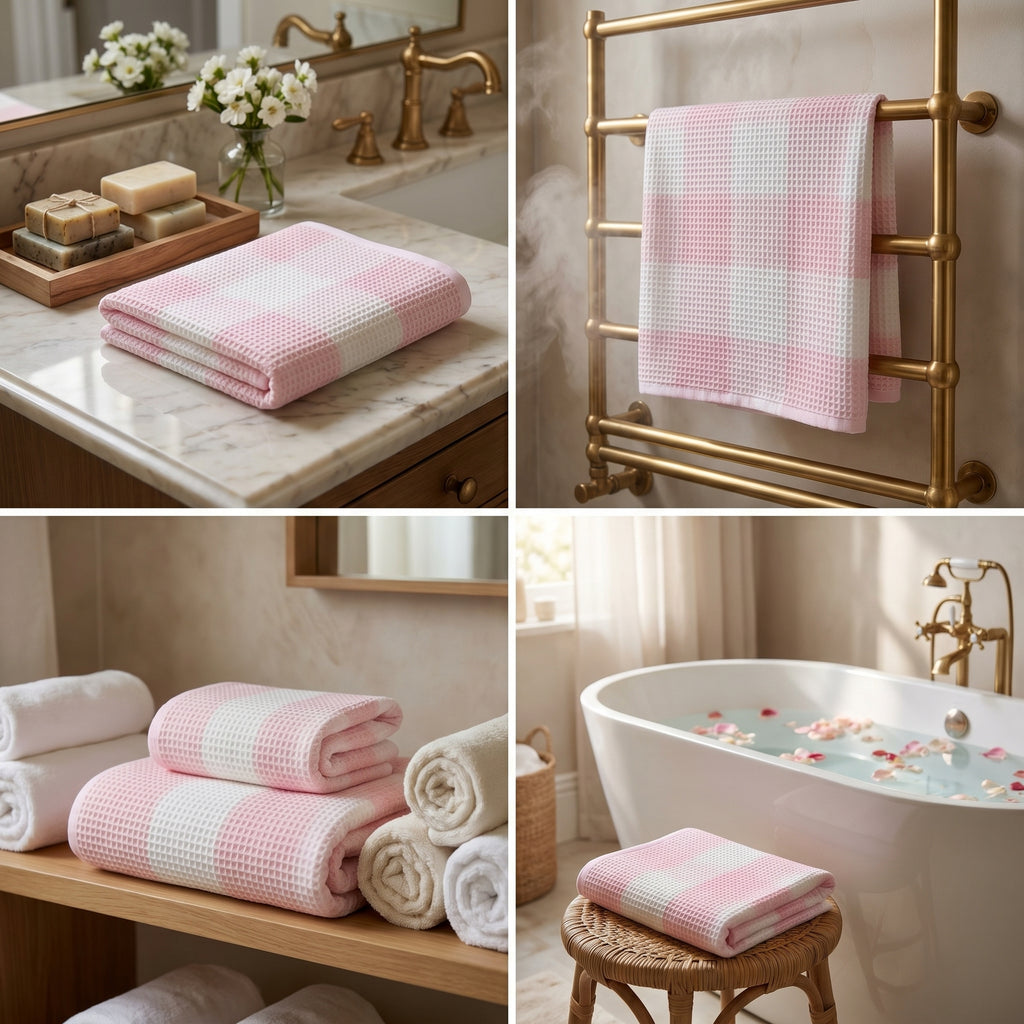 Waffle Cotton Bath Towels – 55 x 28 Inches