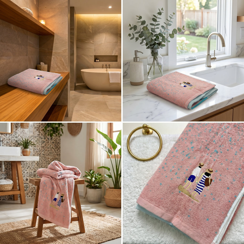 Family Cotton Bath Towels – 55 x 28 Inches