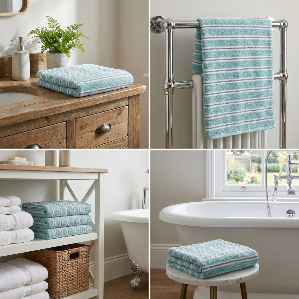 Stripe Cotton Bath Towels – 55 x 28 Inches