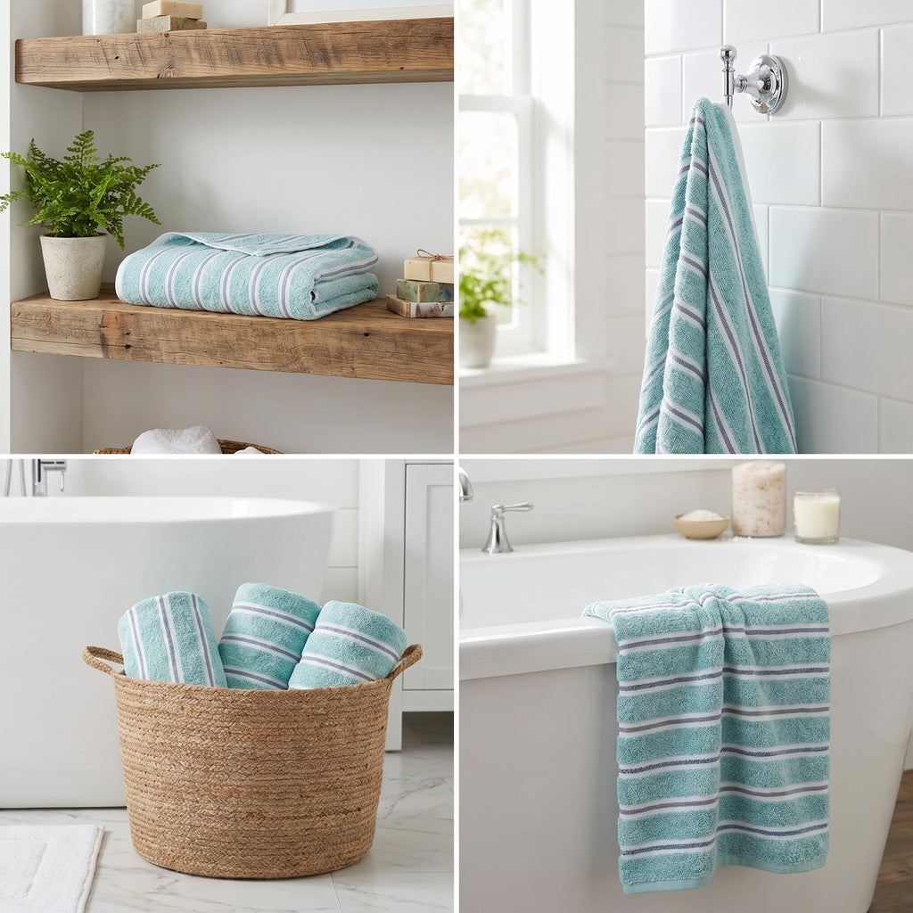 Stripe Cotton Bath Towels – 55 x 28 Inches