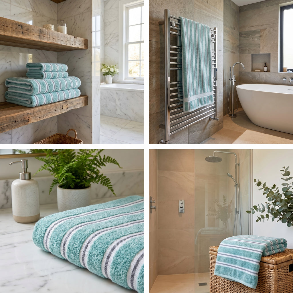 Stripe Cotton Bath Towels – 55 x 28 Inches