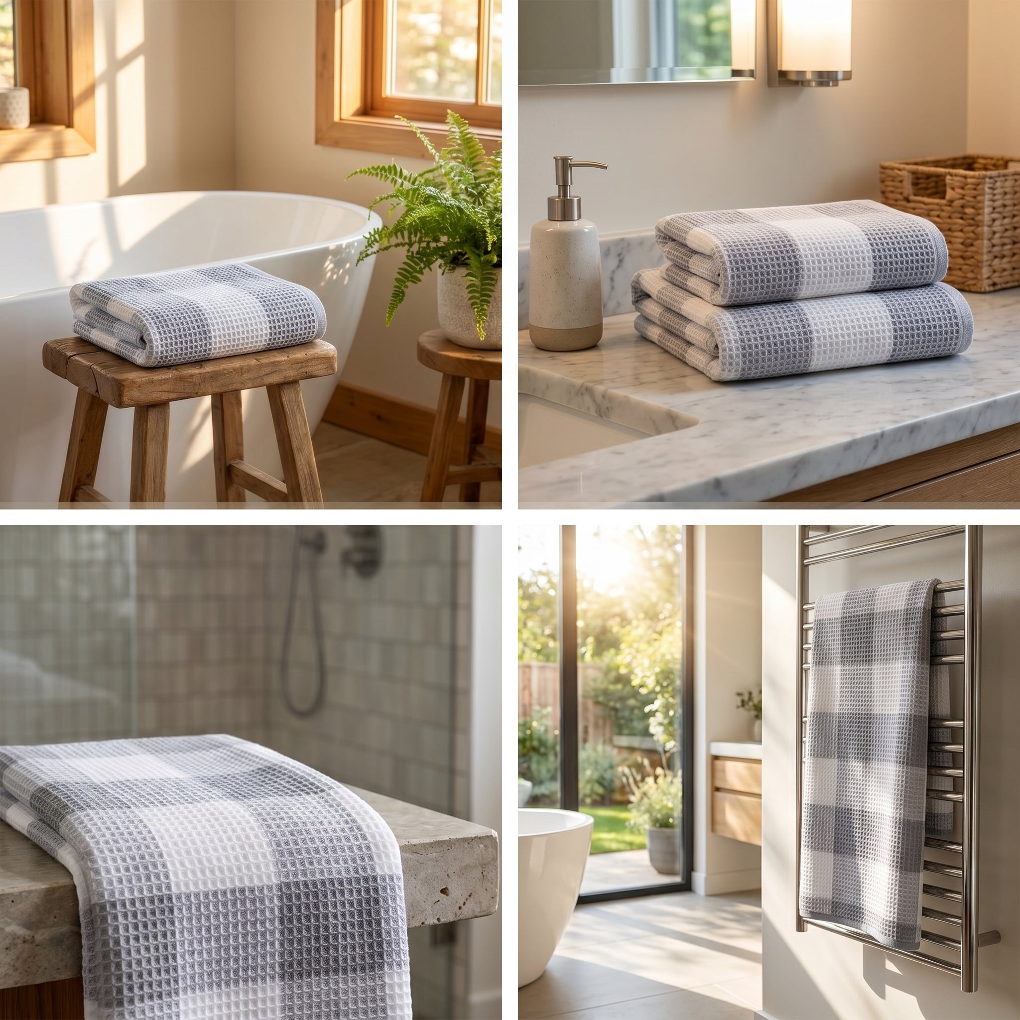 Waffle Cotton Bath Towels – 55 x 28 Inches