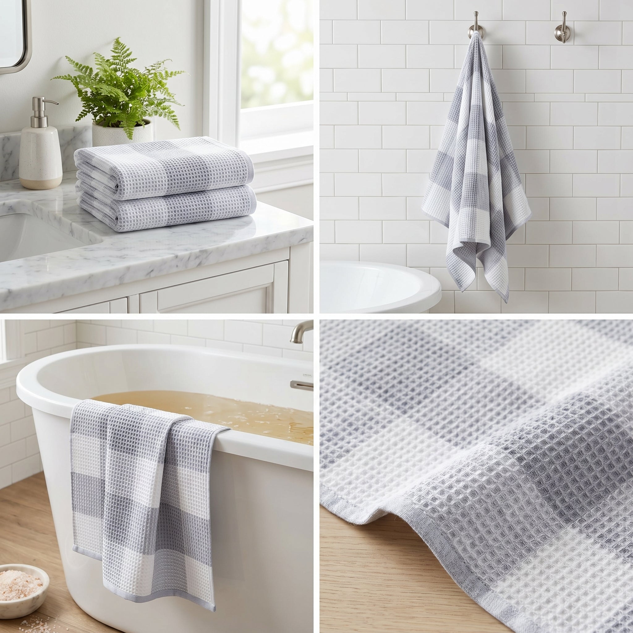 Waffle Cotton Bath Towels – 55 x 28 Inches