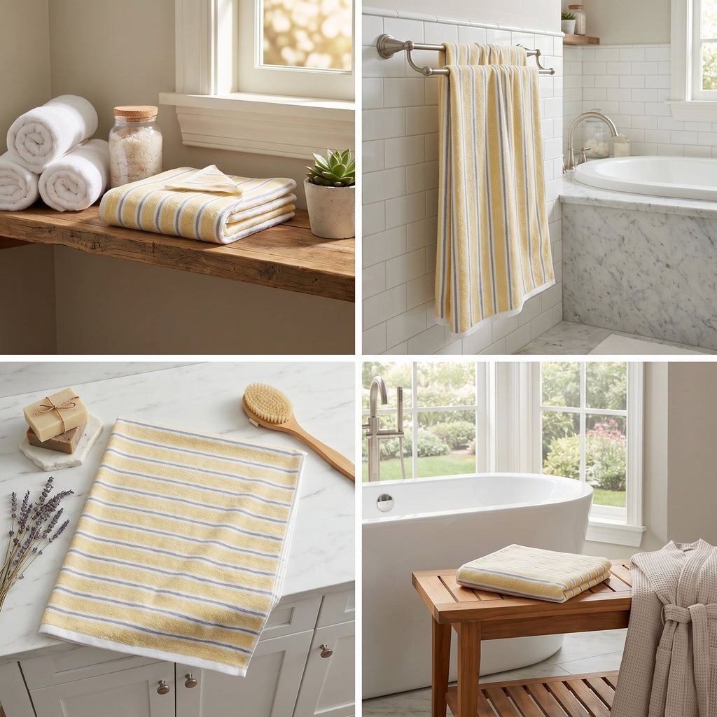 Stripe Cotton Bath Towels – 55 x 28 Inches