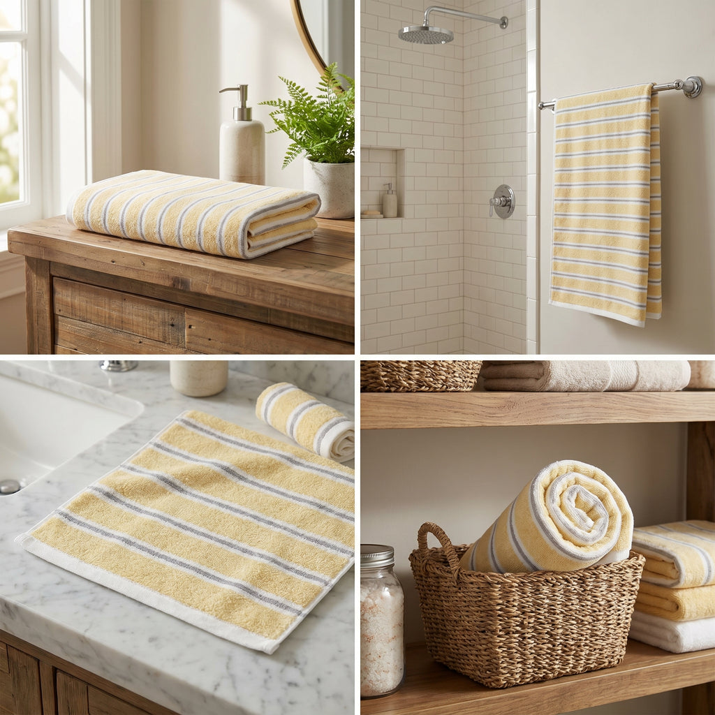 Stripe Cotton Bath Towels – 55 x 28 Inches