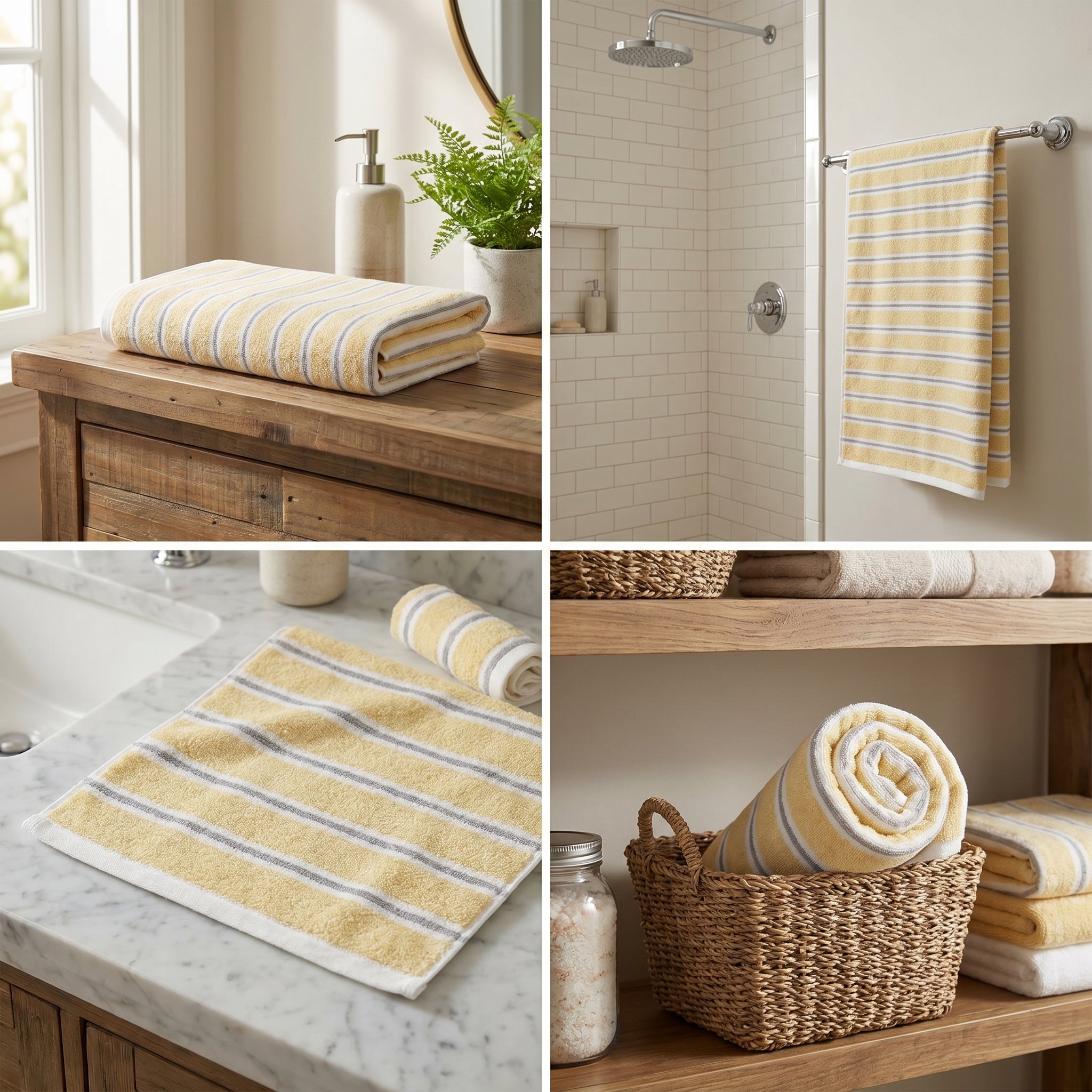 Stripe Cotton Bath Towels – 55 x 28 Inches