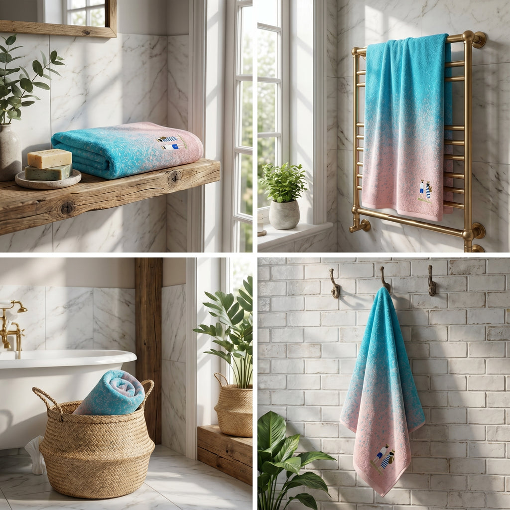 Family Cotton Bath Towels – 55 x 28 Inches