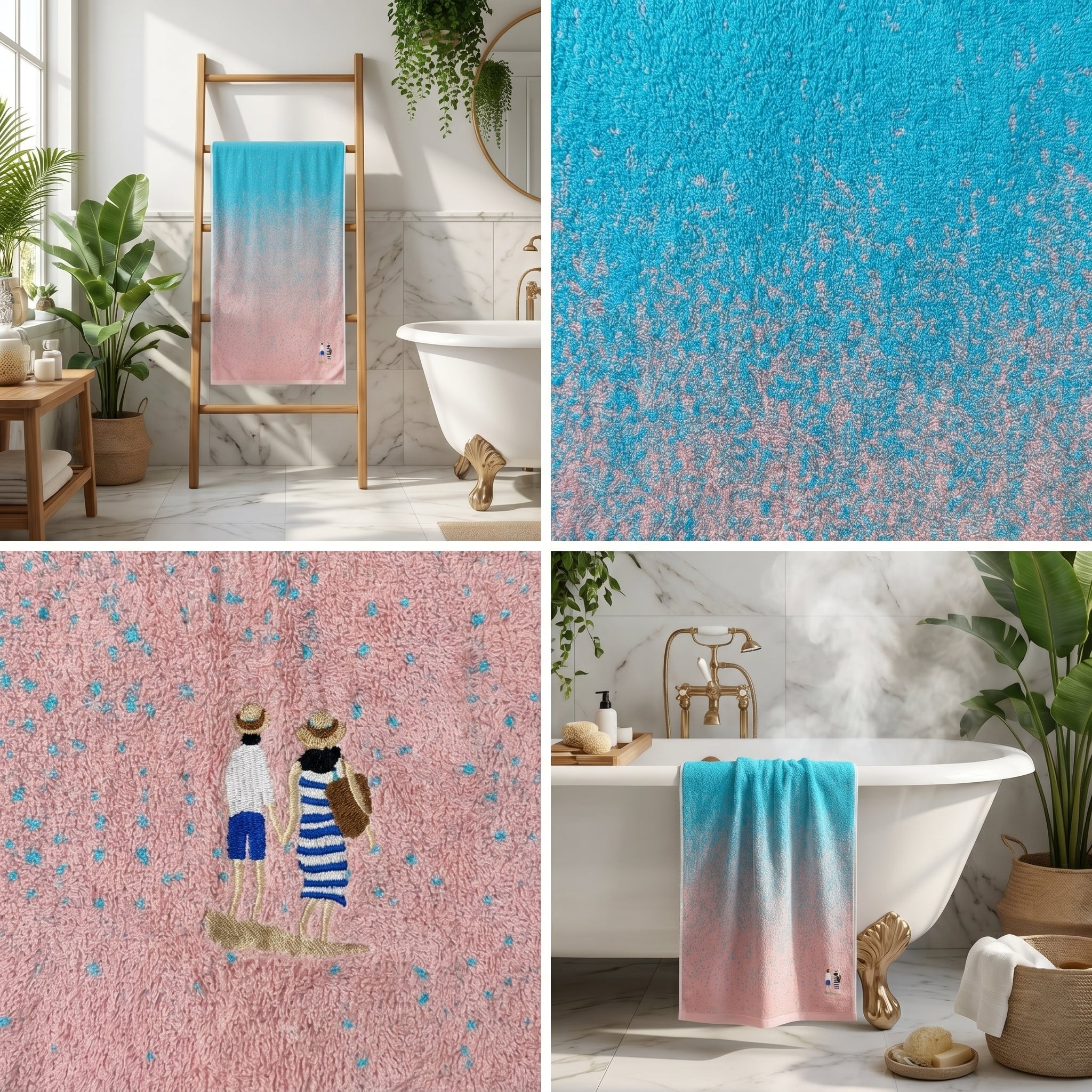 Family Cotton Bath Towels – 55 x 28 Inches
