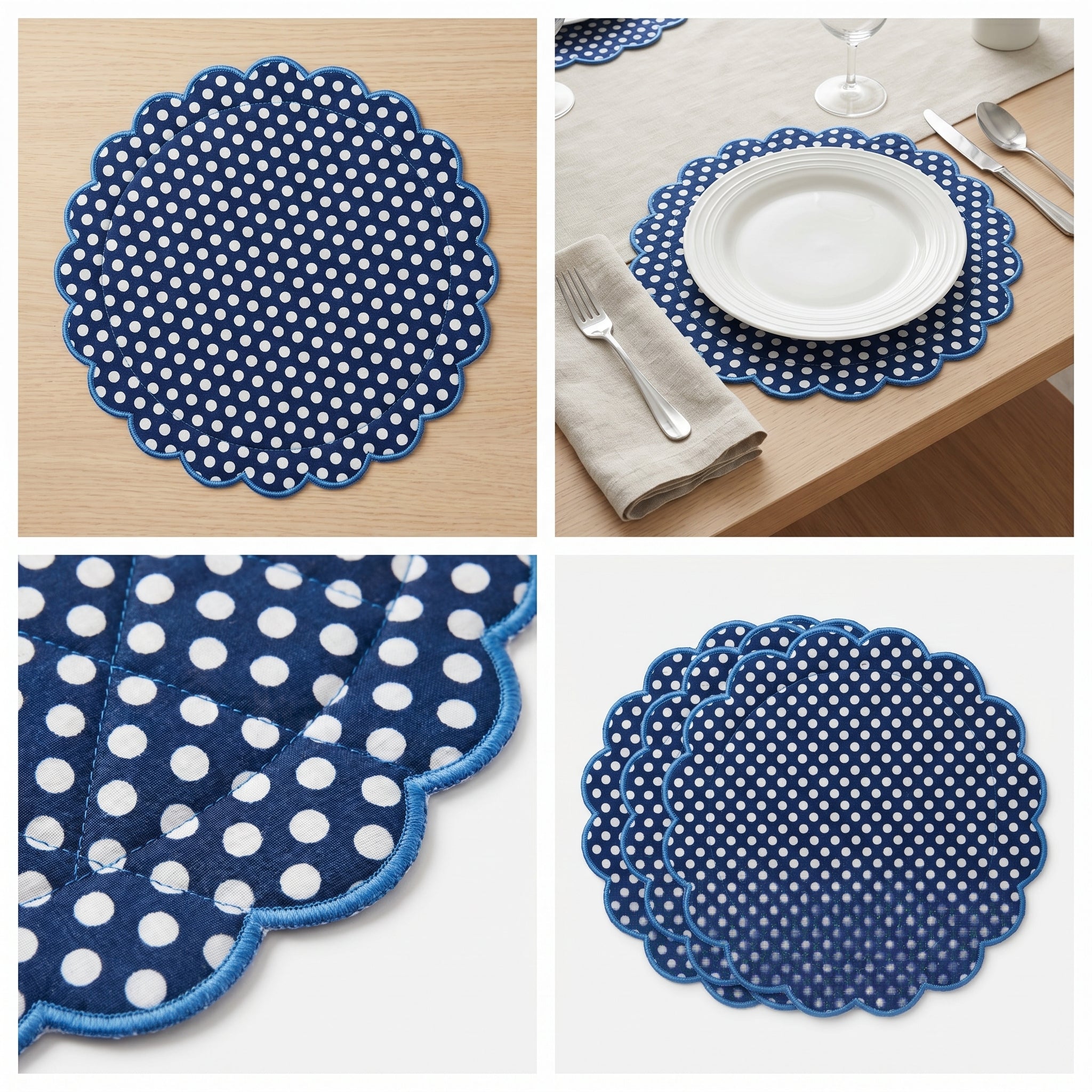 Polka Dot Quilted Placemat – 14" x 14"