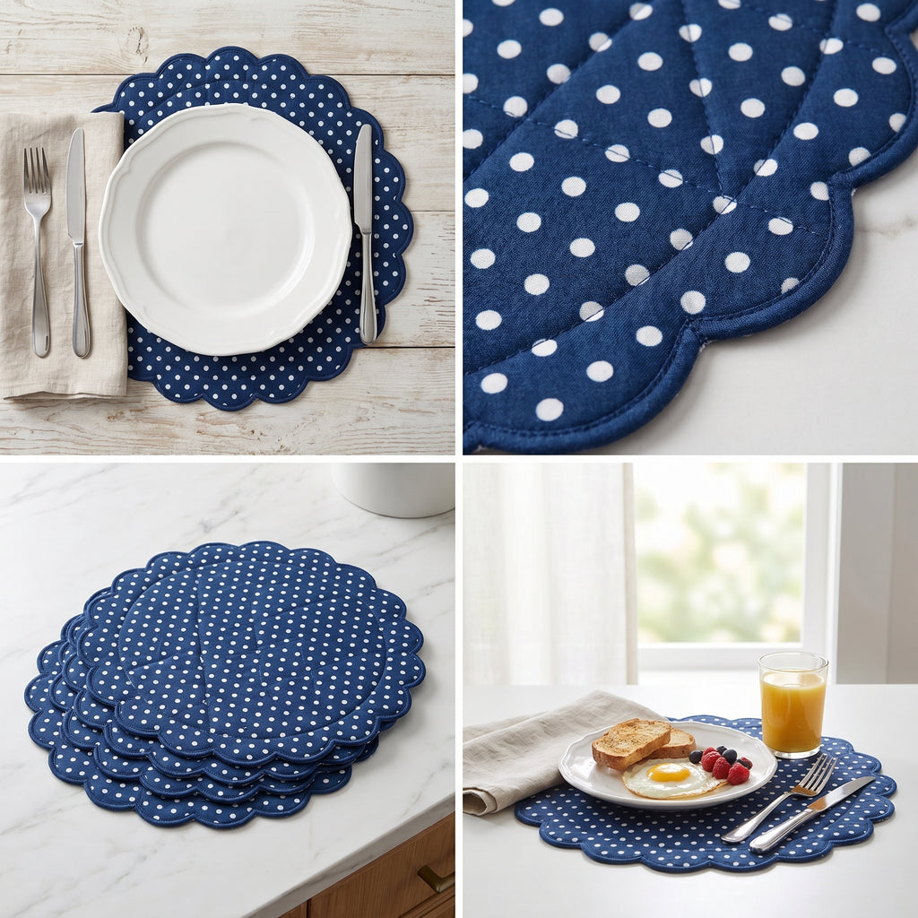 Polka Dot Quilted Placemat – 14" x 14"