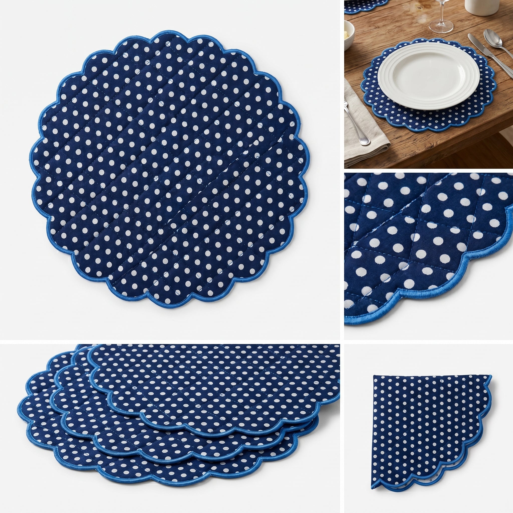 Polka Dot Quilted Placemat – 14" x 14"
