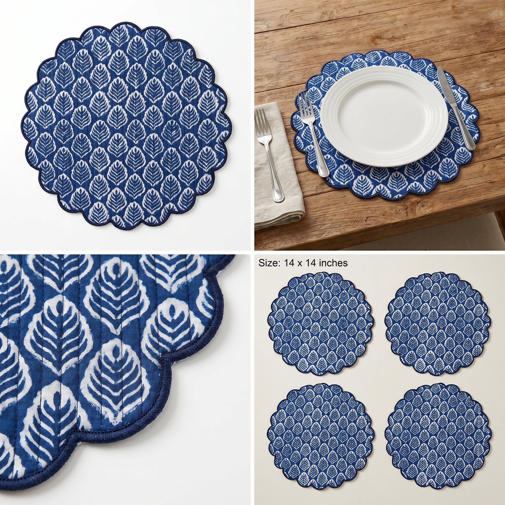 Ajrakh  Quilted Placemat – 14" x 14"