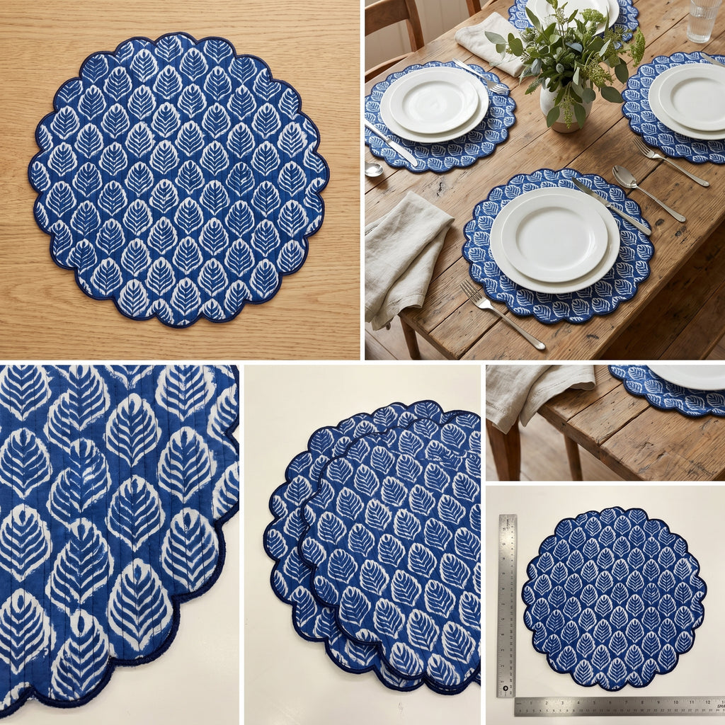 Ajrakh  Quilted Placemat – 14" x 14"