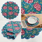 Handcrafted Floral Quilted Placemats – 14” x 14”