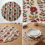 Vintage Floral Quilted Placemats – 14” x 14”