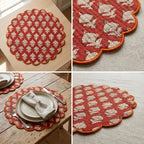 Rust Floral Quilted Placemats – 14” x 14”