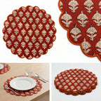 Rust Floral Quilted Placemats – 14” x 14”