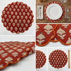 Rust Floral Quilted Placemats – 14” x 14”