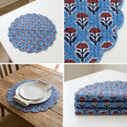 Sky Blue Floral Quilted Placemats – 14” x 14”