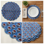 Sky Blue Floral Quilted Placemats – 14” x 14”