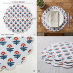 Ivory Floral Quilted Placemats – 14” x 14”