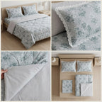 4 Pcs King Size Comforter Set with Lace Pillow Covers – Floral Print