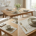 Luxury Embroidered Linen Table Mats – Set of 6