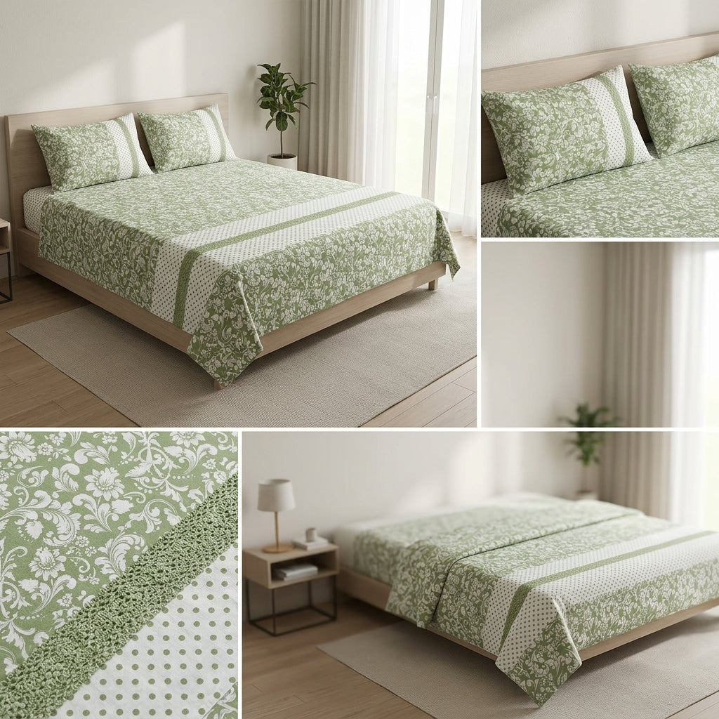 English Floral King Size Non - Quilted Bedcover– 108 × 108 Inches