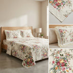 Floral King Size Bedsheet with Designer Lace Pillow Covers (108 x 108 Inches) Product Code:- 55B1099001250KEH